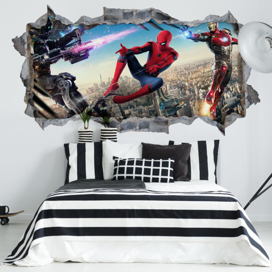 Vinilos paredes iron man y spiderman 3d